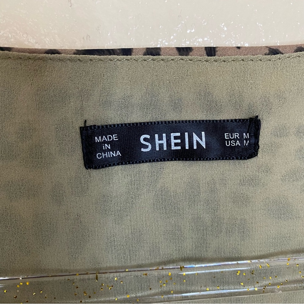 Shein Leopard Animal Print Ruffle Wrap Dress - Picture 7 of 7